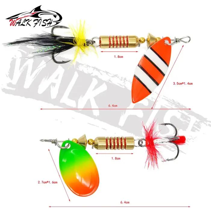 OBCK FISH-Leurre de pêche spinner avec triple hameçon et plume, appât dur wobJeff idéal pour bar, 6g