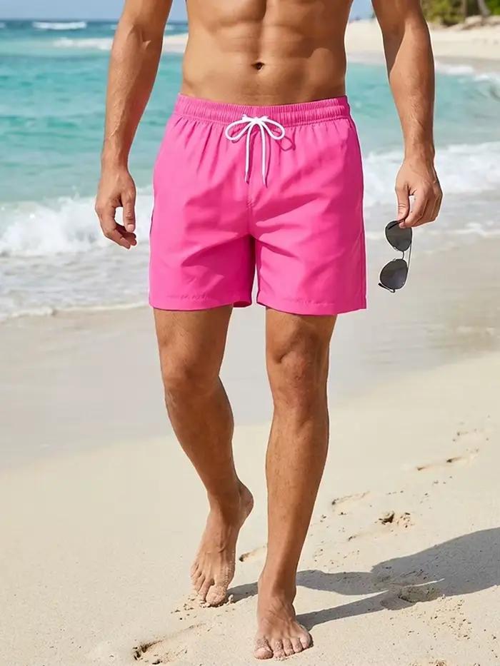 Maillot de bain pour homme avec doublure en maille poches latérales court de plage solide et séchage rapide pour activités nautiques et vacances