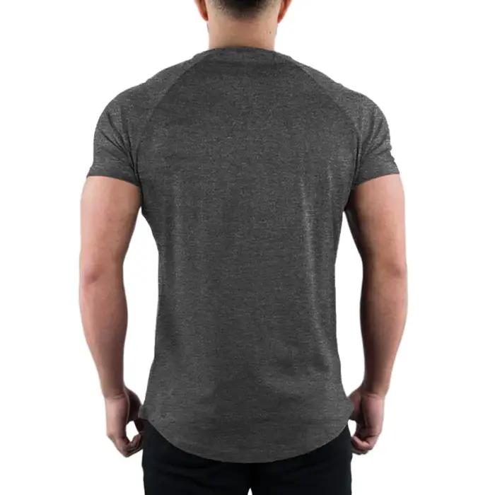 T-shirt de gymnastique en coton pour hommes, vêtements de Fitness d'été, col rond, manches courtes,