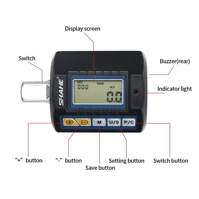 Jauge de couple numérique réglable SHAHE 1/2'' pour réparation de vélo et de voiture, adaptateur de