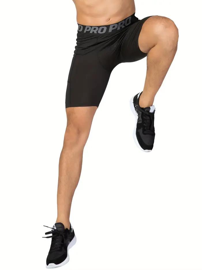 Lot de 3 shorts de compression pour hommes avec poche, shorts de course en spandex, sous-vêtements d