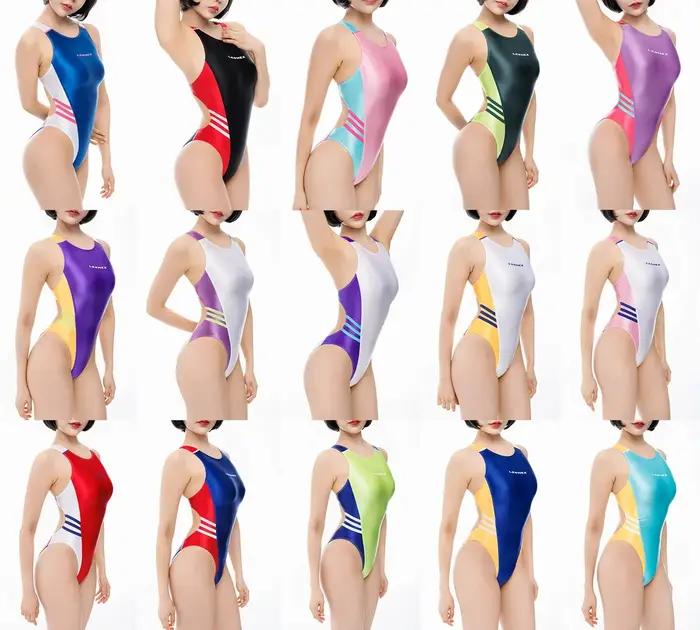 LEOHEX Maillot de bain une pièce brillant taille haute pour femme - Maillot de bain sexy amincissant