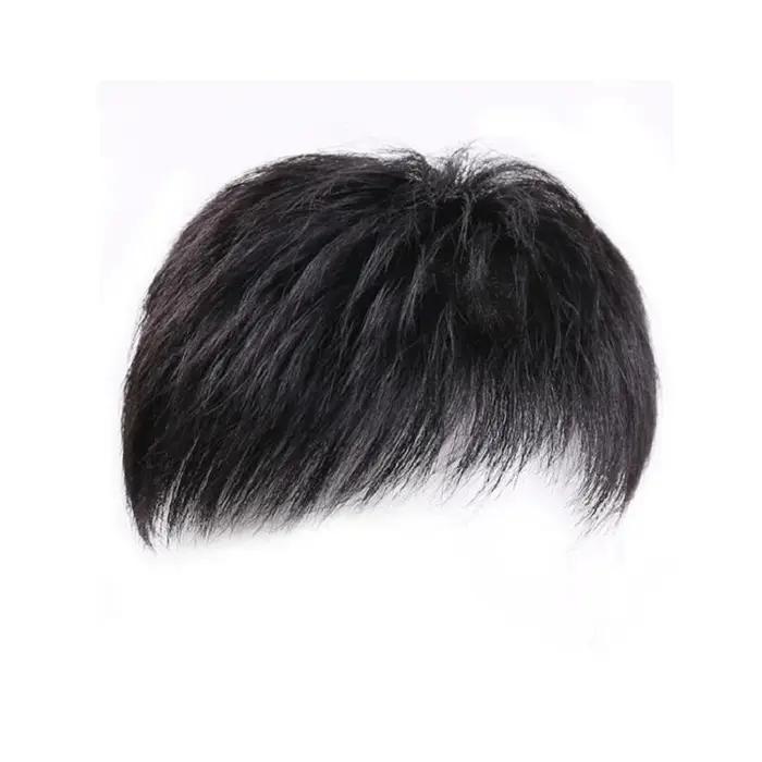 Perruque pour hommes, patch pour cheveux, couverture de calvitie du front, cheveux blancs, fibre syn
