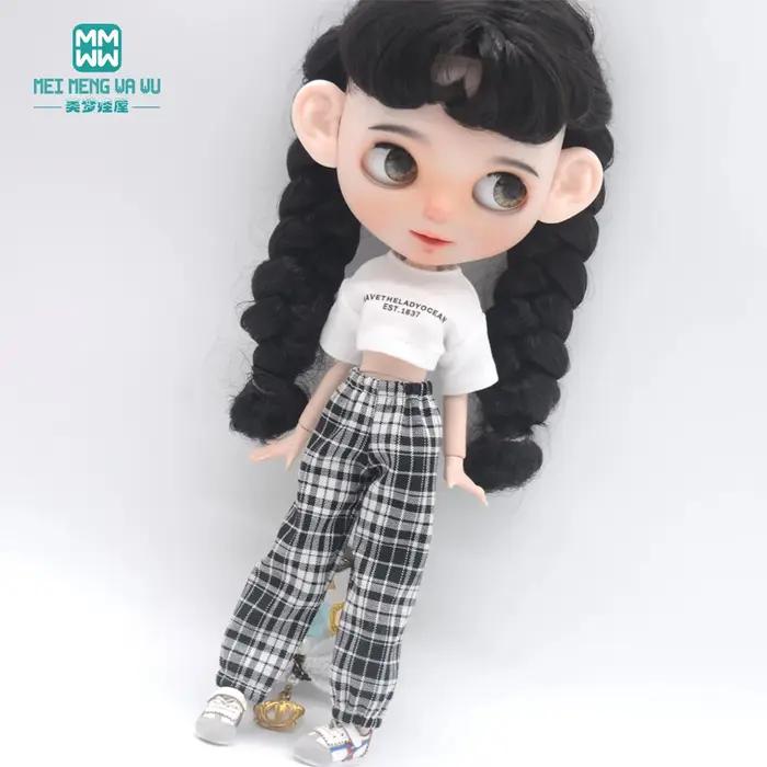 Blyth vêtements Azone OB22 OB24 accessoires de poupée mode court T noir blanc jean pantalon à carrea