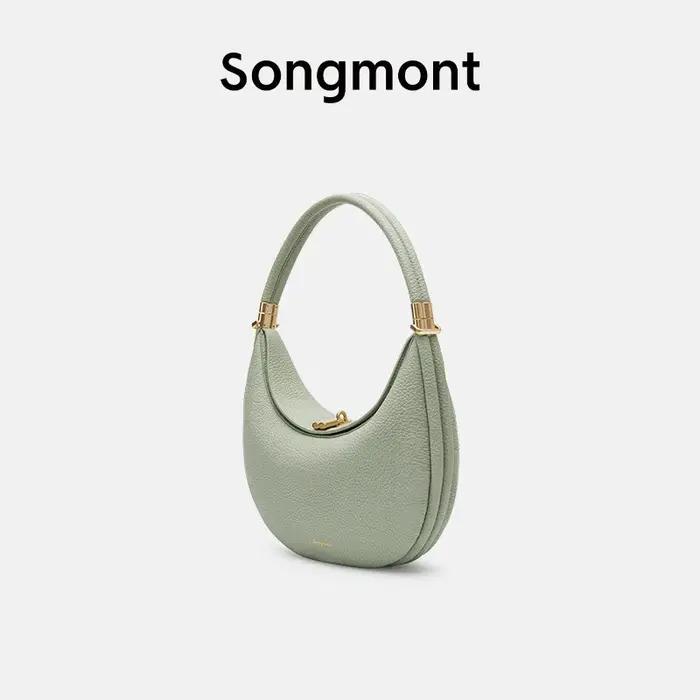 Songmont dames sac à bandoulière motif litchi en cuir souple matériel doré Niche haut de gamme sac s