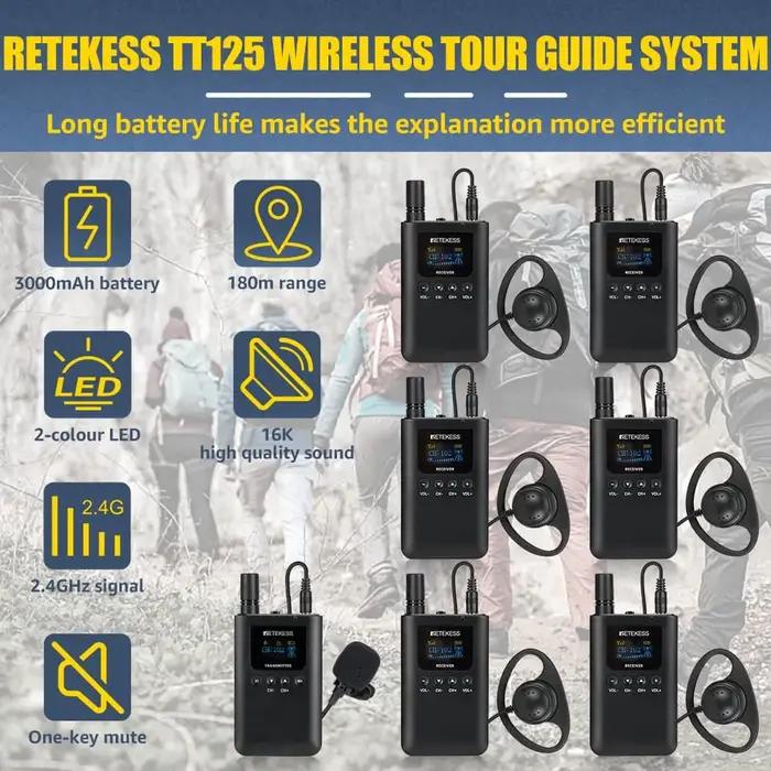 RETEKESS TT125 Système de visite guidée Système de visite guidée Whisper Guide radio pour excursions