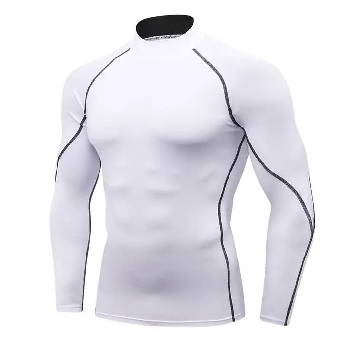 Chemises de Compression à manches longues et col haut pour hommes, collants de sport Cool et sec, Pr