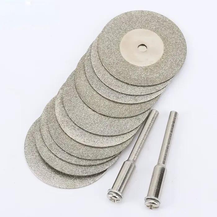 Disques de coupe diamantés 30mm, Mini lame de scie coupée avec 2 pièces de connexion de tige de 3mm