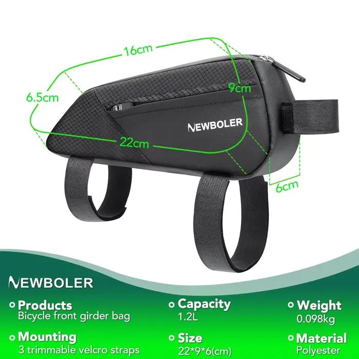 NEWBOLER sac de vélo 1.2L cadre Portable Tube avant sac de cyclisme vtt route vélo sacoche grande ca