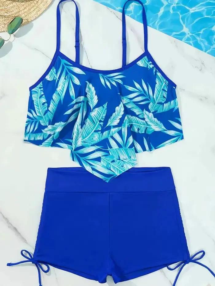 Ensemble Tankini Imprimé 2 Pièces 2026 – Maillot de Bain Sexy Taille Haute pour Femme – Tenue de Pla