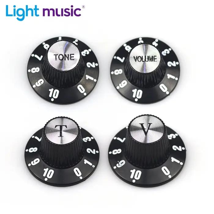 Boutons de contrôle de vitesse et de Volume de guitare en aluminium, cloche de chapeau haut-de-forme