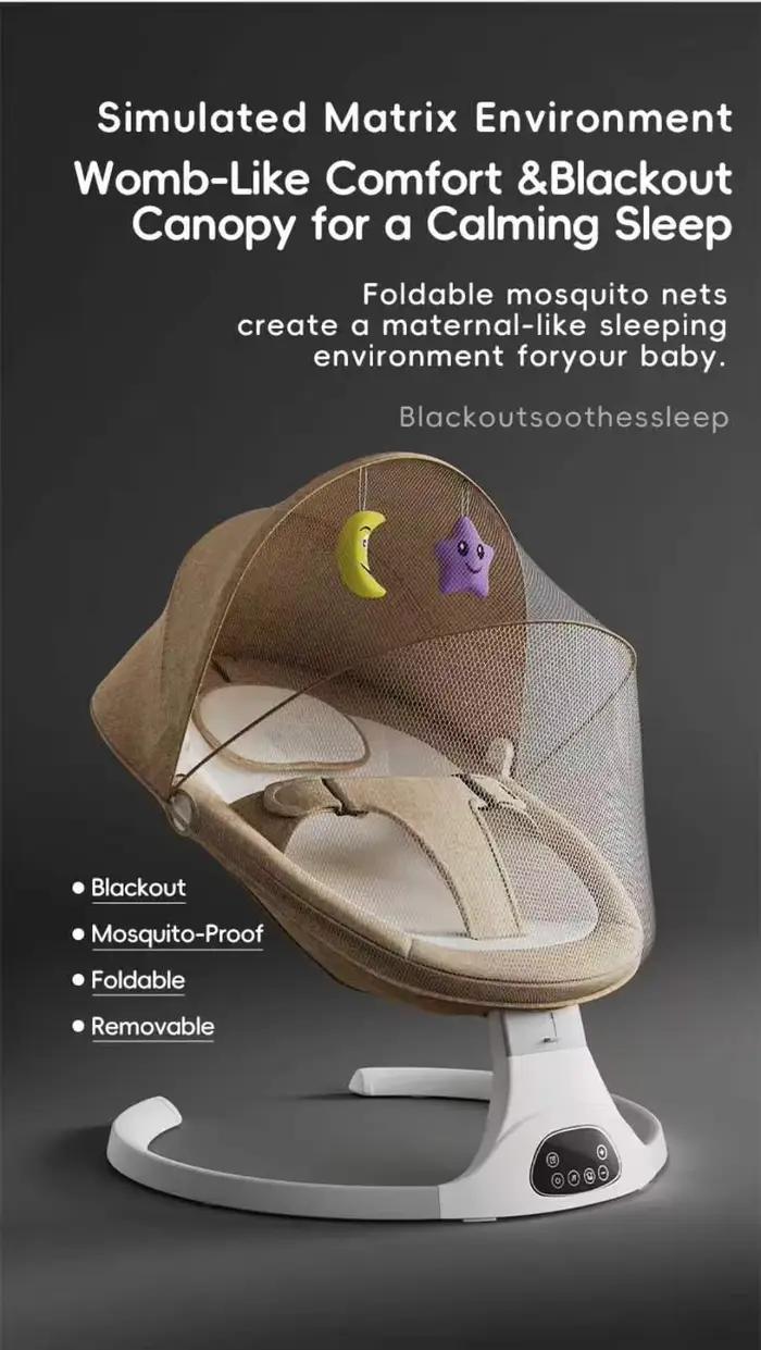 Berceau Électrique pour Bébé, Chaise à Bascule, Transat Vibrant, Berceuse Électrique Apaisante Autom