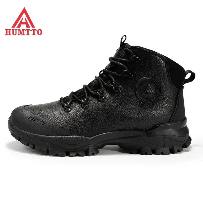 HUMTTO-Chaussures de Randonnée Respirantes pour Homme, Bottes en Cuir Imperméables pour l'Extérieur,