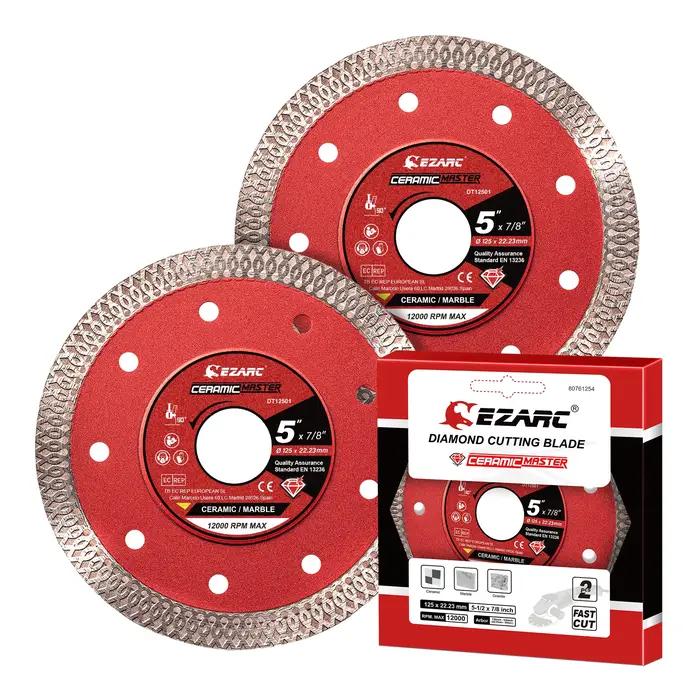 Lame diamantée super fine EZARC 5''/4.5'' (2 pièces) pour porcelaine/céramique/granit/marbre, disque
