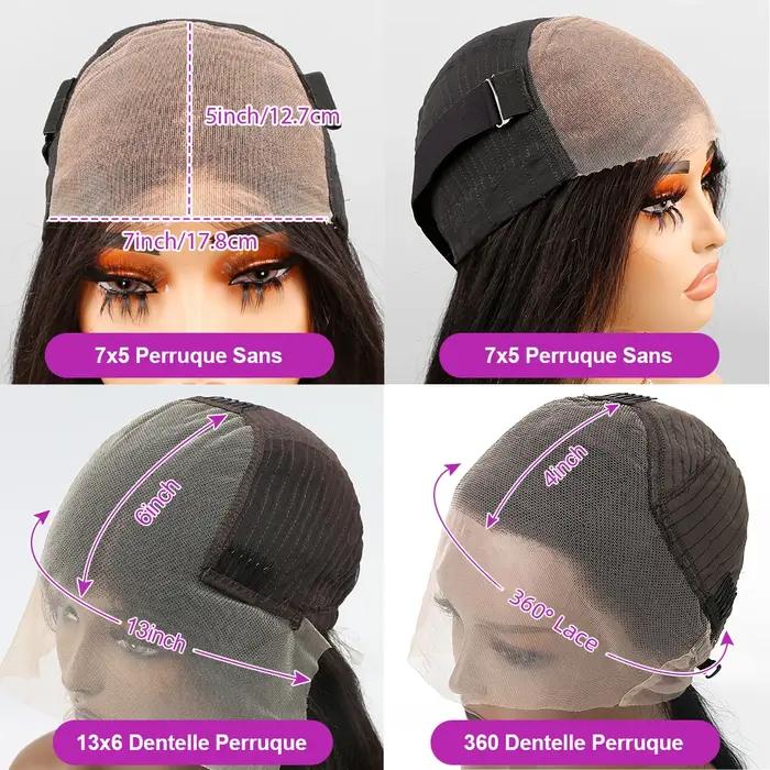 Perruque sans colle cheveux humains prête à porter deep wave brésilienne lace front bouclé HD 360 fu