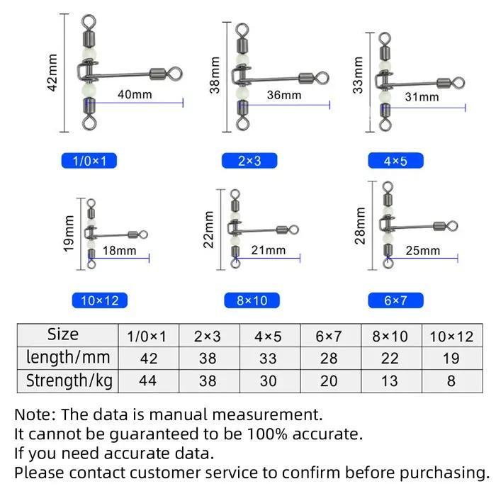 DNDYUJU 10 pièces 3 voies lumineux en forme de T transversale pivotant avec perles perles émerillons