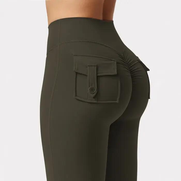 Leggings de yoga femmes jambes larges extensibles effet compression poches sensation nue fitness travail sportif activité physique bien-être