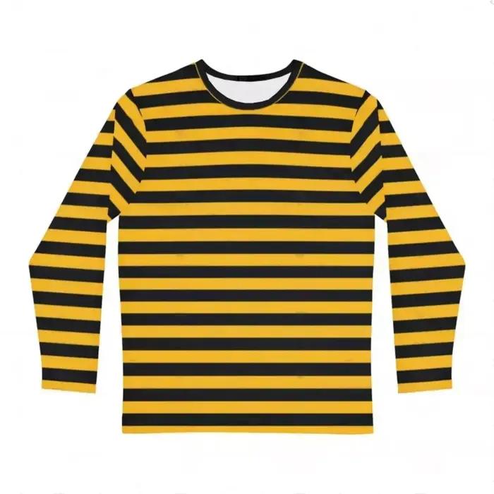 T-Shirt à manches longues pour filles, imprimé à rayures arc-en-ciel, décontracté, à col rond, vêtem