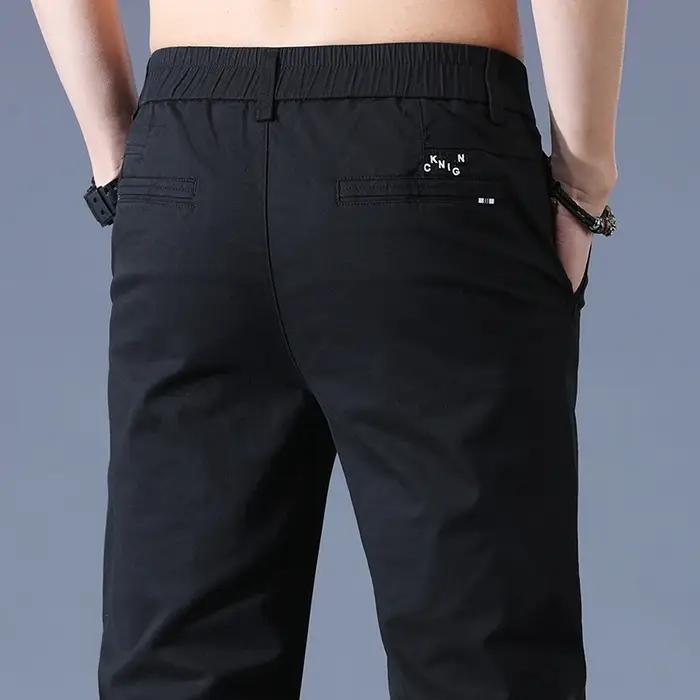 2025 nouveau haute qualité hommes mince pantalons décontractés taille moyenne Stretch travail pantal