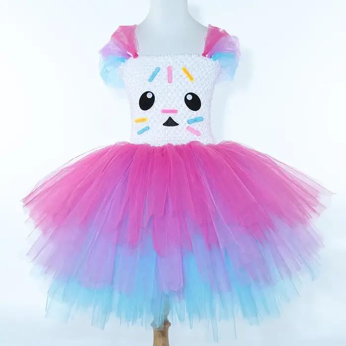 Gabby Costume de maison de poupée pour filles dessin animé gâteau chat Tutu robe de princesse 3 couc