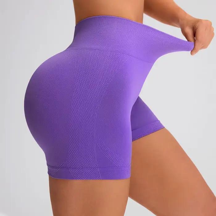 Pantalon de yoga femme taille haute respirant - Short d'exercice abdominal avec effet levage des hanches