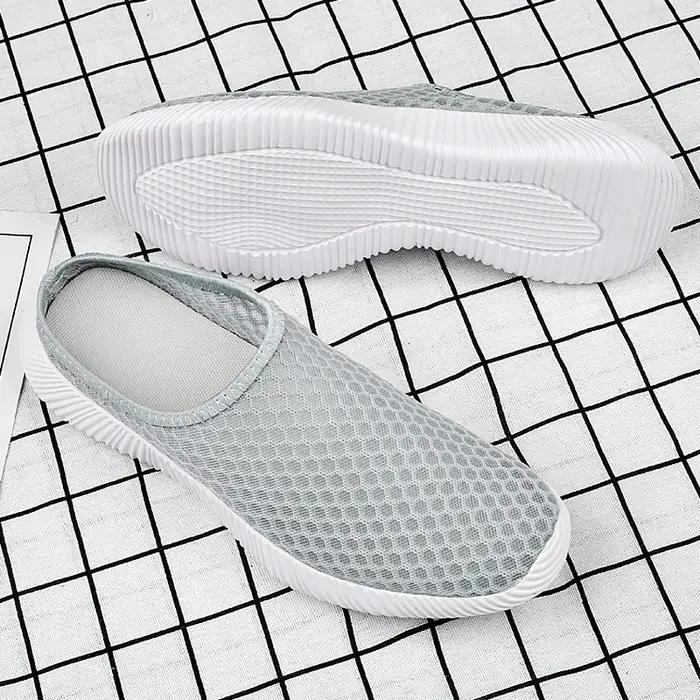 Chaussures d'été femmes demi-pantoufles maille unisexe - Tennis légères respirantes intérieur extérieur mode