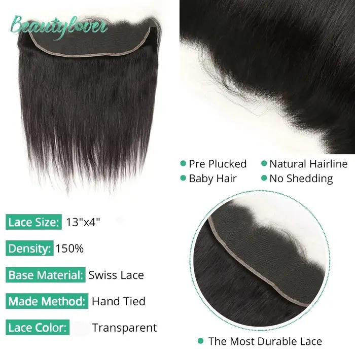 13x4 cheveux humains dentelle frontale seulement dentelle transparente 4x4 6x6 5x5 fermeture de dent