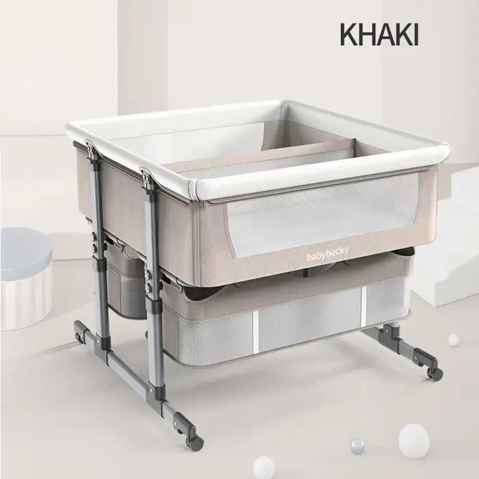 Berceau jumeaux, berceau dormeur, berceau pour bébé à hauteur réglable avec roulettes et maille à fl