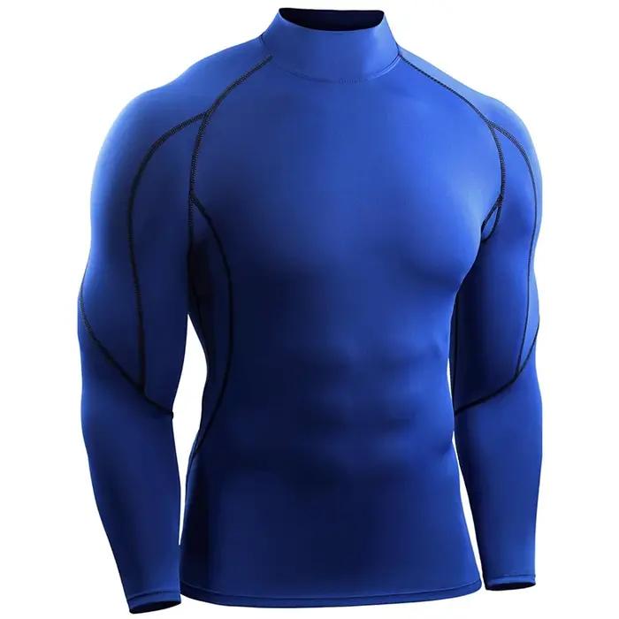 T-shirt de course à manches longues pour hommes, vêtements de sport, survêtement élastique Rashgard,