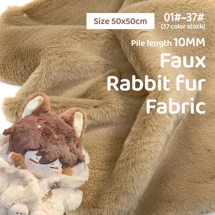 Tissu en peluche imitation fourrure de lapin, taille 50x50cm, Polyester épais, laine artificielle, p
