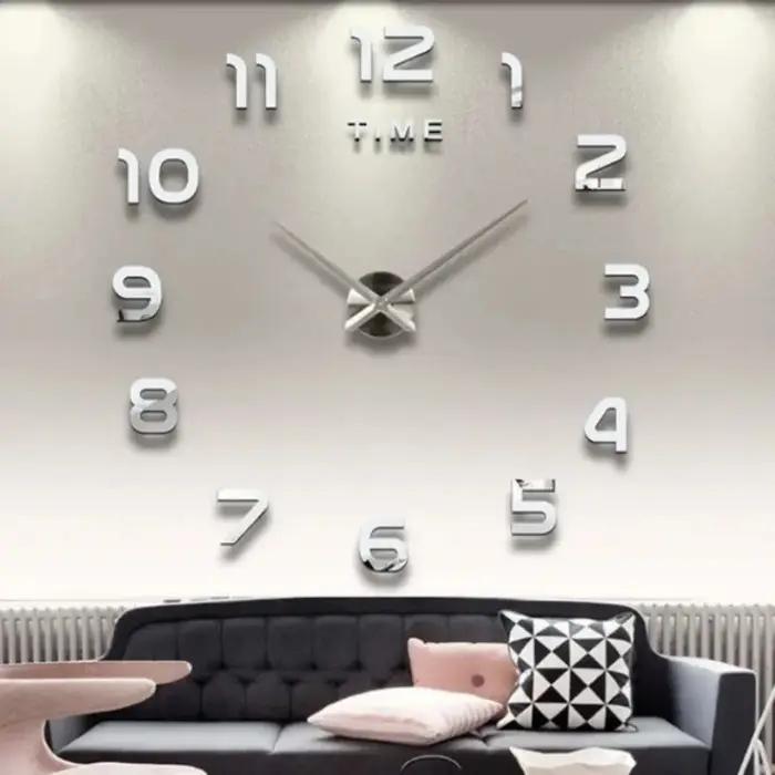 Grande Horloge murale au Design moderne 3D, à Quartz, à la mode, miroir acrylique, autocollants, déc