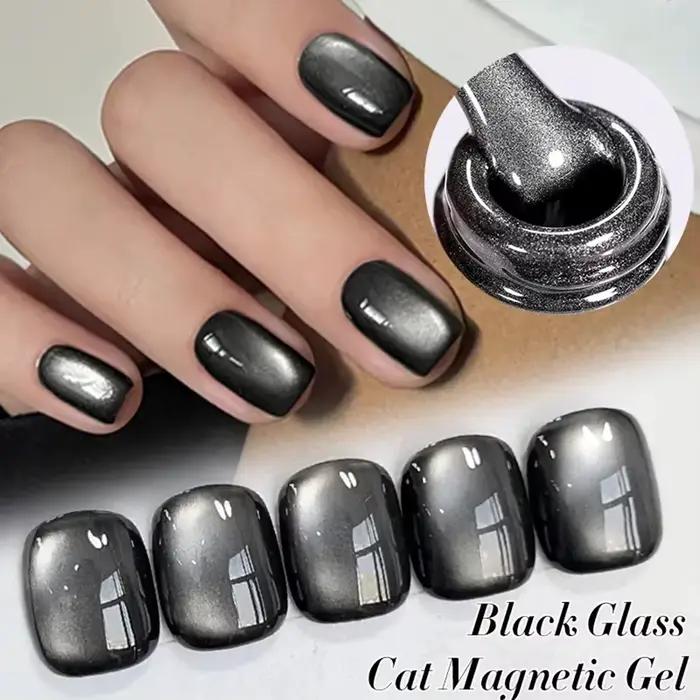 1-24 pièces WS Style japonais verre noir chat Gel magnétique vernis à ongles Nail Art manucure Varni