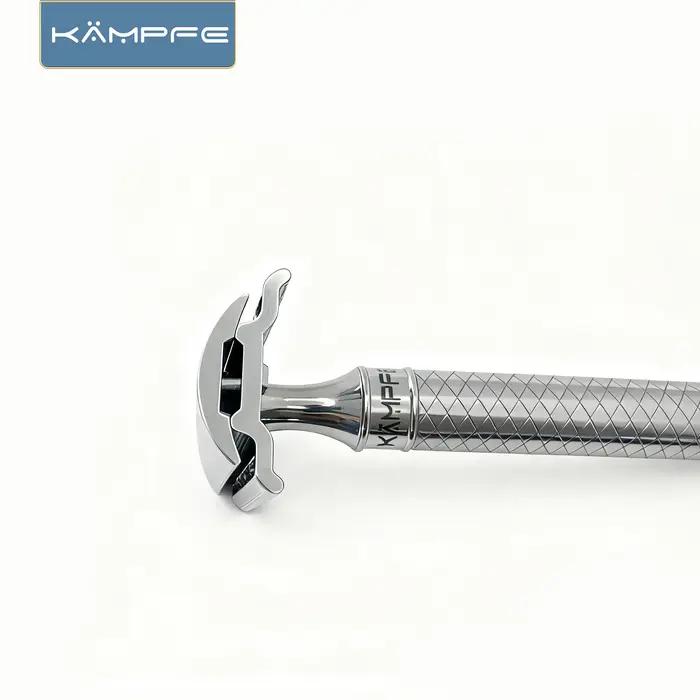 Rasoir de sécurité KAMPFE en acier inoxydable CNC, rasage lisse, outil manuel à double tranchant pou