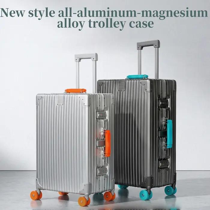 Valise en alliage aluminium-magnésium 20 pouces, bagage à main avec serrure, valise à roulettes avec