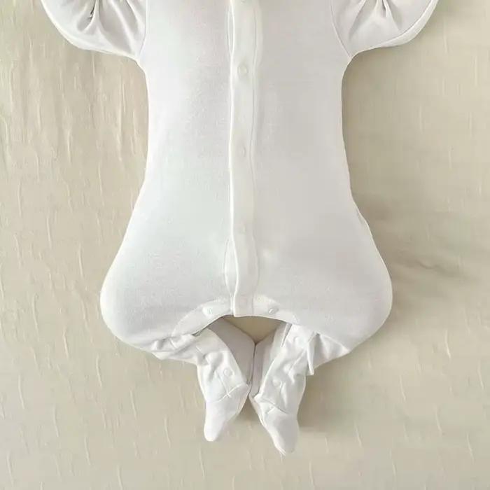 Ensemble pour nouveau-né garçon et fille, 100% coton, manches longues, couleur unie, barboteuse, cha