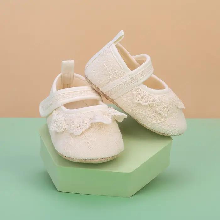 BeQeuewll infantile bébé filles chaussures antidérapantes à semelles souples dentelle nœud papillon