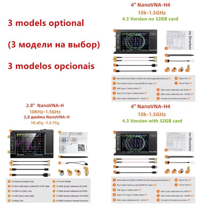 Analyseur de réseau vectoriel NanoVNA-H4, 10KHz-1.5GHz, MF HF VHF UHF, analyseur d'antenne, Tuner d'