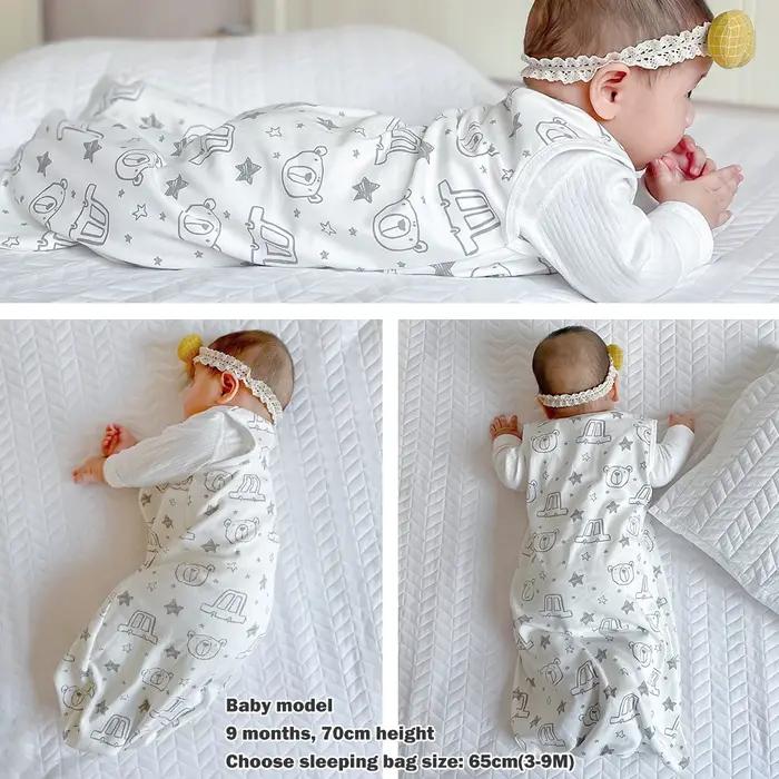 Sacs de couchage pour bébé de 3 à 18 mois, vêtements de nuit fins d'été une pièce imprimé ours migno