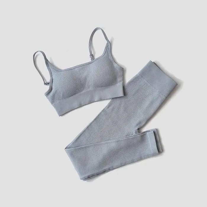 Ensemble yoga sans couture femme - Leggings taille haute et haut sport confortable pour entraînement