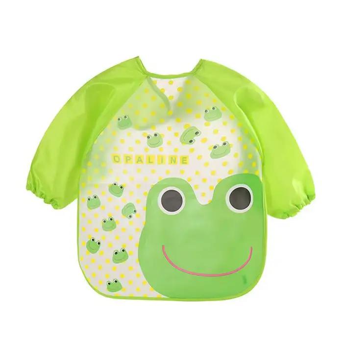 Bavoir anti-salissures pour bébé de 0 à 3 ans manteau à manches longues avec sangle doux mignon moti