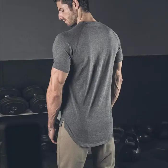 T-shirt à manches courtes et col en V pour homme, vêtement de marque, respirant, slim, de sport, de course, été