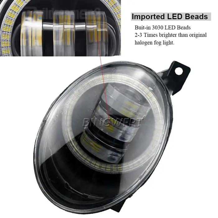 Feu antibrouillard œil d'ange pour voiture, 2 pièces, lentille LED, feux de jour DRL 30W 6000LM 12V