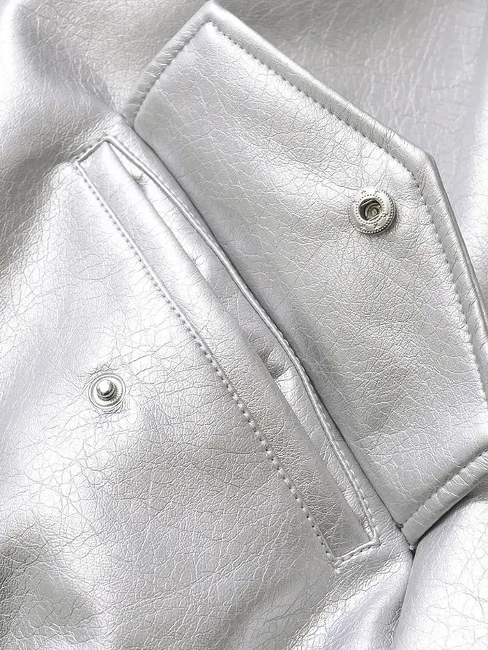 Ailegogo streetwear femmes Vintage Loose court pu faux cuir veste printemps automne femmes zip mante