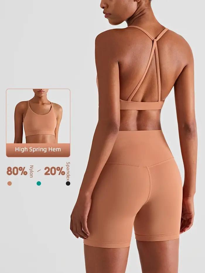 Ensemble short yoga femme 2024 - Gilet antichoc taille haute respirant ajusté sexy