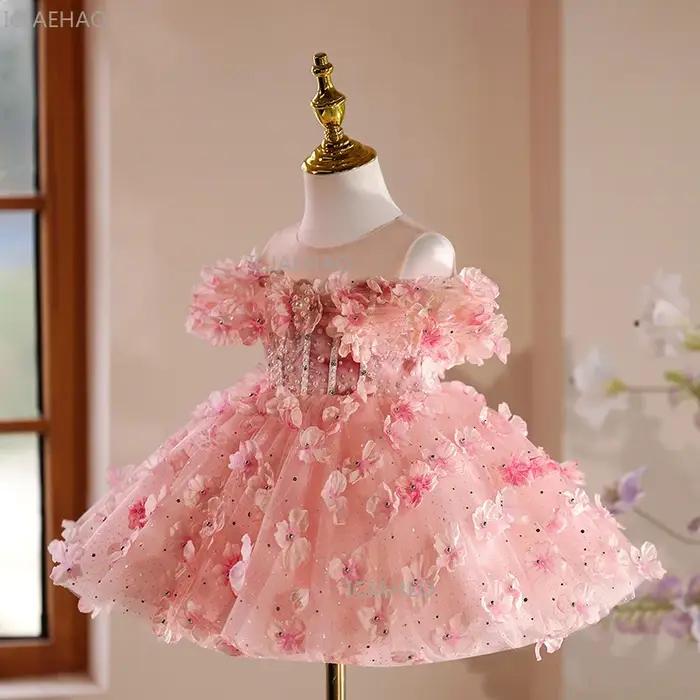 Robe florale pour le premier anniversaire des filles, tenue de performance, de cérémonie ou de conco