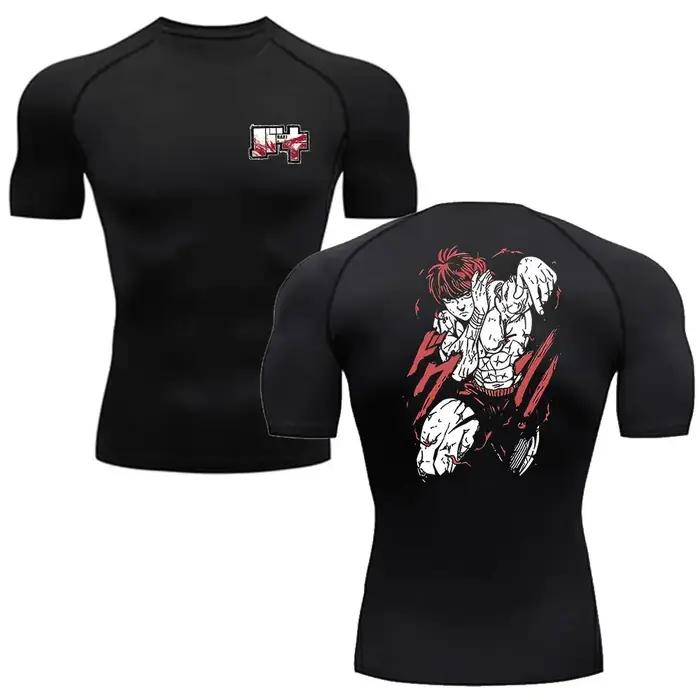 T-shirt Boxe Baki Hanma Homme - Haut Sport MMA Rash Guard Jiu Jitsu Entraînement Extérieur