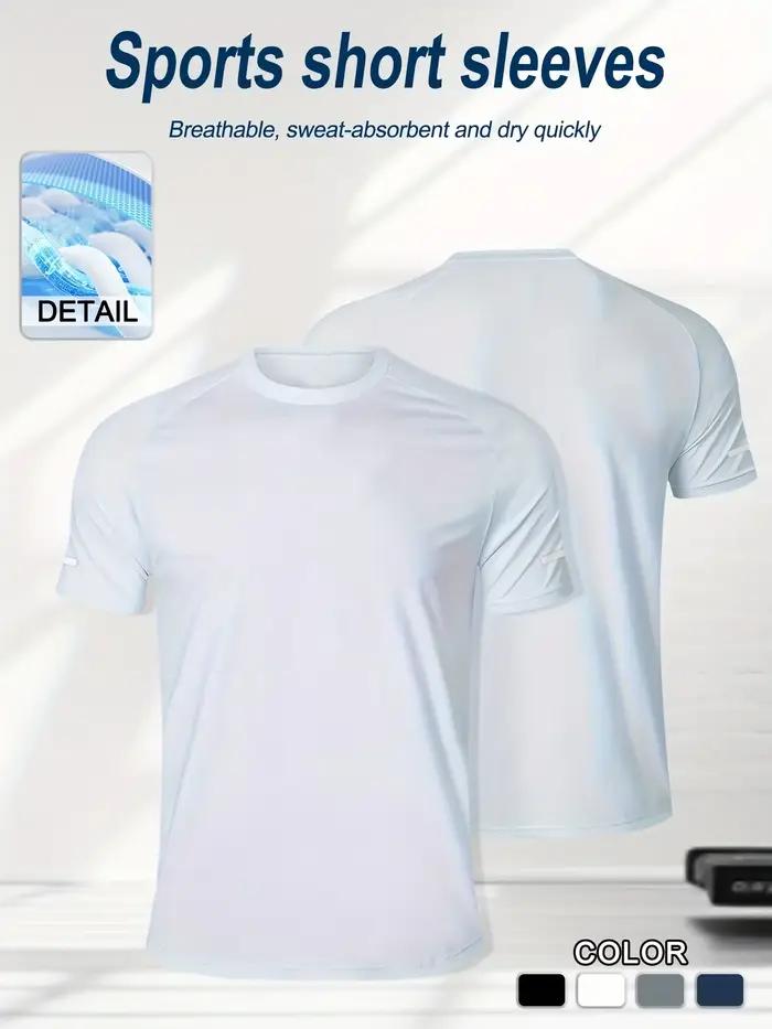 T-shirt de fitness en soie glacée pour homme, séchage rapide, course professionnelle, marathon, entraînement de course舒适高效的运动T恤男士速干冰丝短袖专业跑步马拉松训练冰丝材质干爽透气适合高强度训练