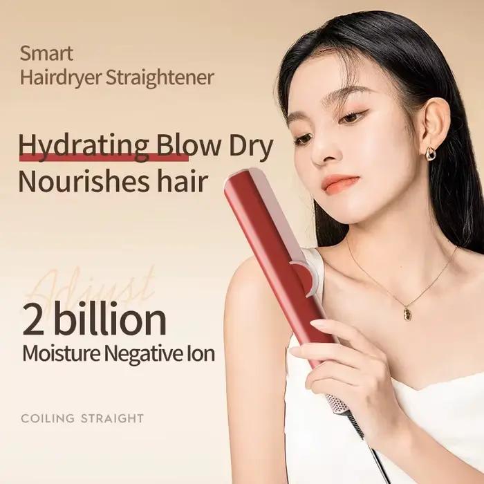 Lisseur et sèche-cheveux 2 en 1, fer plat chauffant pour séchage et lissage rapides, pour Salon de c