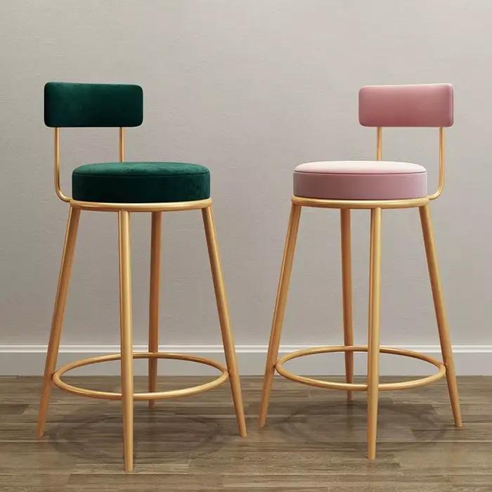 Chaises de bar nordiques tabourets hauts d'art en fer moderne dossier de cuisine tabourets de bar ca