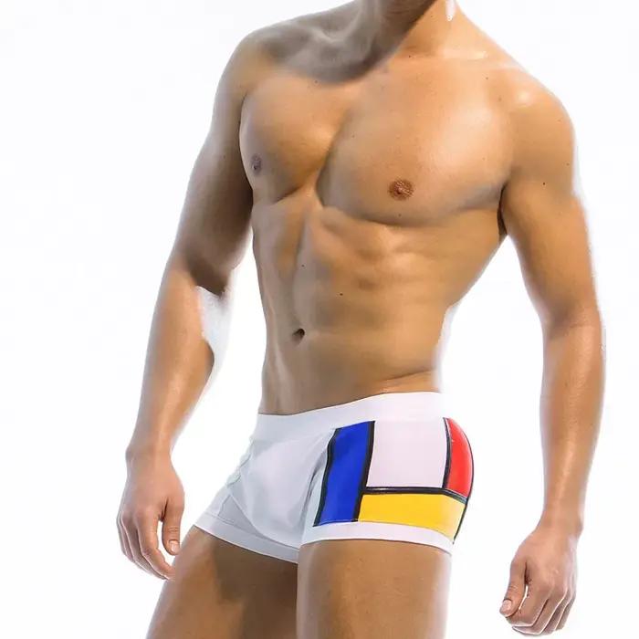 Maillots de bain pour hommes, slip de bain, Boxer, bloc de couleurs, short de Surf, short à jambes c